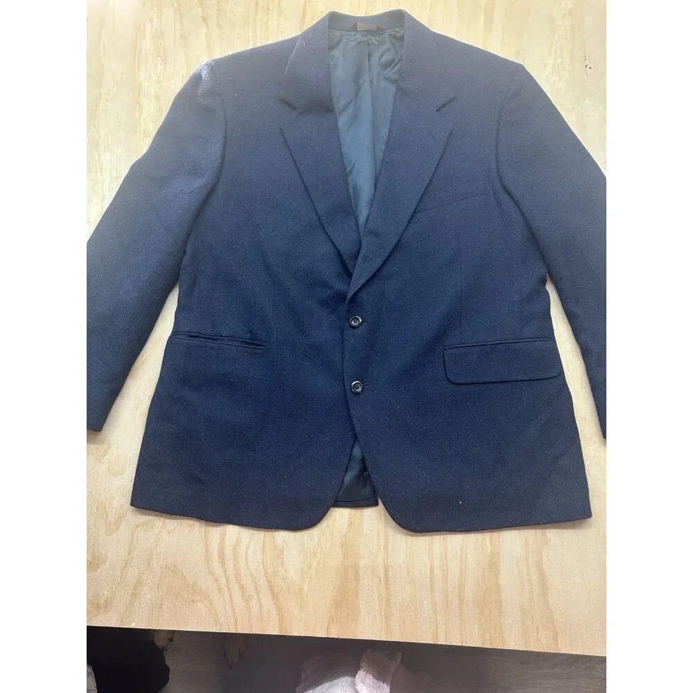 LORO PIANA NORDSTROM Navy Blue 100% Worsted‎ Camel Hair 2 Button Blazer Sz 46R